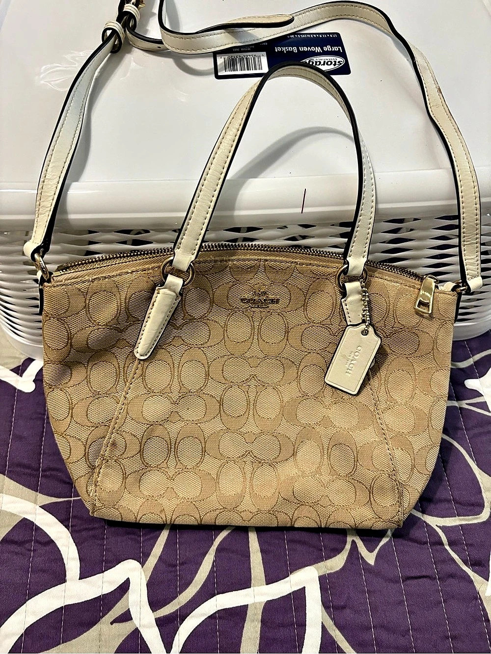 Coach Signature Tote in Brown & Cream